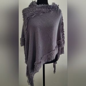 Gray sweater poncho